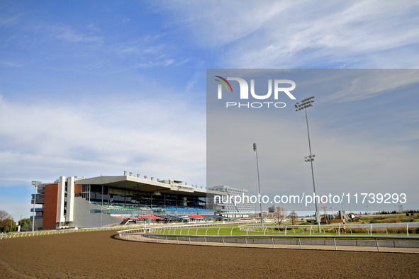 The grandstand is shown at Woodbine Racetrack in Toronto, Canada, on November 3, 2024. 