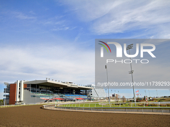 The grandstand is shown at Woodbine Racetrack in Toronto, Canada, on November 3, 2024. (