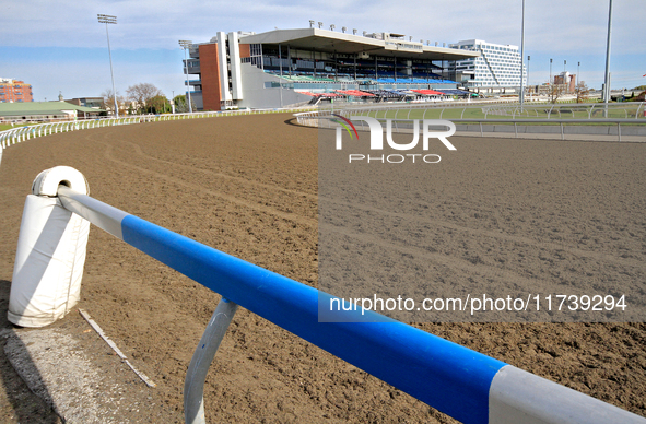 The grandstand is shown at Woodbine Racetrack in Toronto, Canada, on November 3, 2024. 