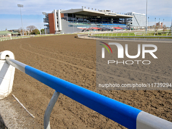 The grandstand is shown at Woodbine Racetrack in Toronto, Canada, on November 3, 2024. (