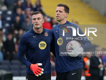 Wojciech Szczesny and Inaki Pena play during the match between FC Barcelona and RCD Espanyol, corresponding to week 12 of LaLiga EA Sports,...