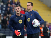 Wojciech Szczesny and Inaki Pena play during the match between FC Barcelona and RCD Espanyol, corresponding to week 12 of LaLiga EA Sports,...