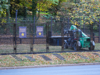 Security fences and boards are in place at the White House, the Vice President's house, and in downtown Washington, D.C., on November 3, 202...