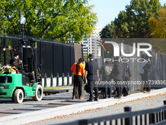 Security fences and boards are in place at the White House, the Vice President's house, and in downtown Washington, D.C., on November 3, 202...