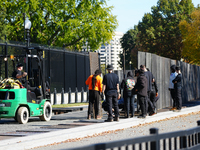 Security fences and boards are in place at the White House, the Vice President's house, and in downtown Washington, D.C., on November 3, 202...