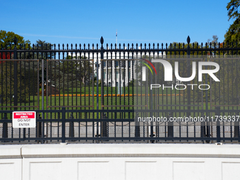 Security fences and boards are in place at the White House, the Vice President's house, and in downtown Washington, D.C., on November 3, 202...