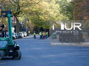 Security fences and boards are in place at the White House, the Vice President's house, and in downtown Washington, D.C., on November 3, 202...