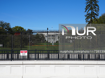 Security fences and boards are in place at the White House, the Vice President's house, and in downtown Washington, D.C., on November 3, 202...