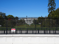 Security fences and boards are in place at the White House, the Vice President's house, and in downtown Washington, D.C., on November 3, 202...