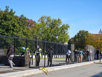 Security fences and boards are in place at the White House, the Vice President's house, and in downtown Washington, D.C., on November 3, 202...