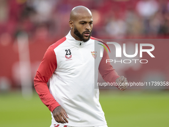 Marcos do Nascimento ''Marcao'' of Sevilla FC plays during the La Liga EA Sports match between Sevilla FC and Real Sociedad at Sanchez Pizju...