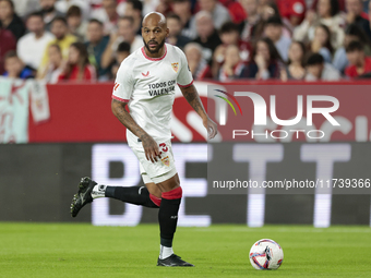 Marcos do Nascimento ''Marcao'' of Sevilla FC controls the ball during the La Liga EA Sports match between Sevilla FC and Real Sociedad at S...