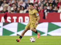 Javi Lopez of Real Sociedad controls the ball during the La Liga EA Sports match between Sevilla FC and Real Sociedad at Sanchez Pizjuan in...