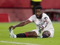 Kelechi Iheanacho of Sevilla FC reacts to a missed opportunity during the La Liga EA Sports match between Sevilla FC and Real Sociedad at Sa...