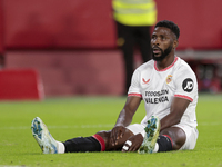 Kelechi Iheanacho of Sevilla FC reacts to a missed opportunity during the La Liga EA Sports match between Sevilla FC and Real Sociedad at Sa...