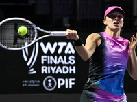 RIYADH, SAUDI ARABIA - NOVEMBER 03: Iga Swiatek of Poland during her match against Barbora Krejcikovas of Czech Republic on day 2 of the 202...