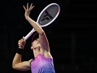 RIYADH, SAUDI ARABIA - NOVEMBER 03: Iga Swiatek of Poland during her match against Barbora Krejcikovas of Czech Republic on day 2 of the 202...