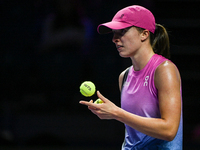 RIYADH, SAUDI ARABIA - NOVEMBER 03: Iga Swiatek of Poland during her match against Barbora Krejcikovas of Czech Republic on day 2 of the 202...