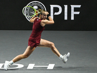 RIYADH, SAUDI ARABIA - NOVEMBER 03: Barbora Krejcikovas of Czech Republic during her match against  Iga Swiatek of Poland on day 2 of the 20...