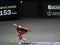 RIYADH, SAUDI ARABIA - NOVEMBER 03: Barbora Krejcikovas of Czech Republic during her match against  Iga Swiatek of Poland on day 2 of the 20...