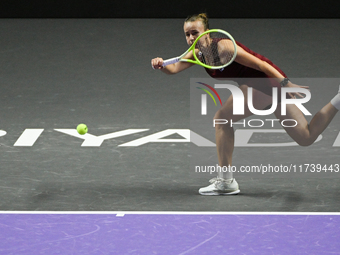 RIYADH, SAUDI ARABIA - NOVEMBER 03: Barbora Krejcikovas of Czech Republic during her match against  Iga Swiatek of Poland on day 2 of the 20...