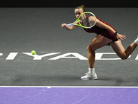 RIYADH, SAUDI ARABIA - NOVEMBER 03: Barbora Krejcikovas of Czech Republic during her match against  Iga Swiatek of Poland on day 2 of the 20...