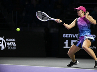 RIYADH, SAUDI ARABIA - NOVEMBER 03: Iga Swiatek of Poland during her match against Barbora Krejcikovas of Czech Republic on day 2 of the 202...