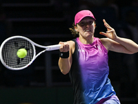 RIYADH, SAUDI ARABIA - NOVEMBER 03: Iga Swiatek of Poland during her match against Barbora Krejcikovas of Czech Republic on day 2 of the 202...