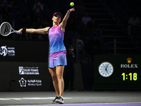 RIYADH, SAUDI ARABIA - NOVEMBER 03: Iga Swiatek of Poland during her match against Barbora Krejcikovas of Czech Republic on day 2 of the 202...