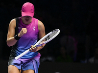 RIYADH, SAUDI ARABIA - NOVEMBER 03: Iga Swiatek of Poland during her match against Barbora Krejcikovas of Czech Republic on day 2 of the 202...