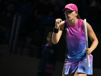 RIYADH, SAUDI ARABIA - NOVEMBER 03: Iga Swiatek of Poland during her match against Barbora Krejcikovas of Czech Republic on day 2 of the 202...