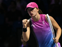 RIYADH, SAUDI ARABIA - NOVEMBER 03: Iga Swiatek of Poland during her match against Barbora Krejcikovas of Czech Republic on day 2 of the 202...