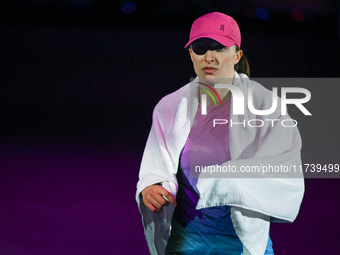 RIYADH, SAUDI ARABIA - NOVEMBER 03: Iga Swiatek of Poland after winning her opening match against Barbora Krejcikova of the Czech Republic o...