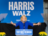 First Lady Jill Biden speaks at a Get Out the Vote campaign event for Harris-Walz in Harrisburg, Pennsylvania, United States, on November 3,...