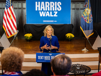 First Lady Jill Biden speaks at a Get Out the Vote campaign event for Harris-Walz in Harrisburg, Pennsylvania, United States, on November 3,...