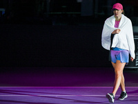 RIYADH, SAUDI ARABIA - NOVEMBER 03: Iga Swiatek of Poland after winning her opening match against Barbora Krejcikova of the Czech Republic o...