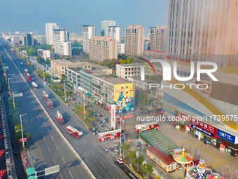 A firefighting and rescue drill for a large commercial complex takes place in Yinchuan, China, on November 1, 2024. (