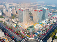 A firefighting and rescue drill for a large commercial complex takes place in Yinchuan, China, on November 1, 2024. (