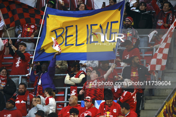 A general view of the match between Columbus and Red Bull during the MLS match at Red Bull Arena in Harris, N.J., on November 3, 2024, where...