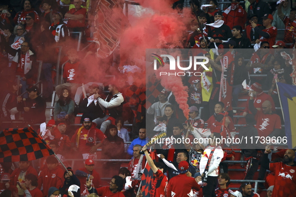 A general view of the match between Columbus and Red Bull during the MLS match at Red Bull Arena in Harris, N.J., on November 3, 2024, where...