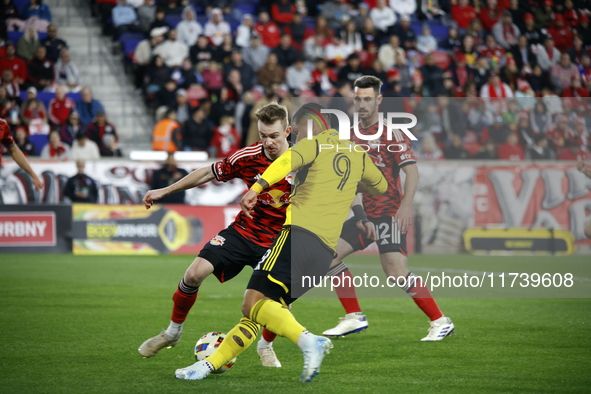 A general view of the match between Columbus and Red Bull during the MLS match at Red Bull Arena in Harris, N.J., on November 3, 2024, where...