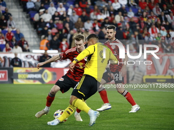 A general view of the match between Columbus and Red Bull during the MLS match at Red Bull Arena in Harris, N.J., on November 3, 2024, where...