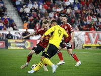 A general view of the match between Columbus and Red Bull during the MLS match at Red Bull Arena in Harris, N.J., on November 3, 2024, where...