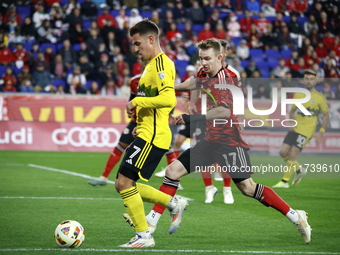 A general view of the match between Columbus and Red Bull during the MLS match at Red Bull Arena in Harris, N.J., on November 3, 2024, where...