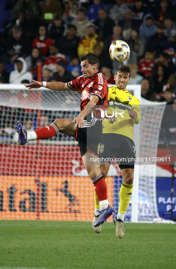 A general view of the match between Columbus and Red Bull during the MLS match at Red Bull Arena in Harris, N.J., on November 3, 2024, where...