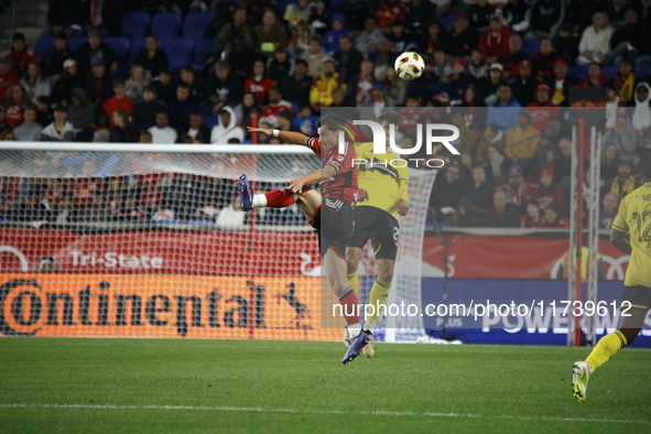 A general view of the match between Columbus and Red Bull during the MLS match at Red Bull Arena in Harris, N.J., on November 3, 2024, where...