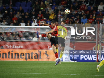 A general view of the match between Columbus and Red Bull during the MLS match at Red Bull Arena in Harris, N.J., on November 3, 2024, where...