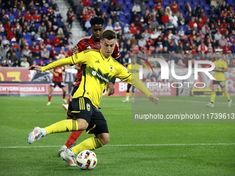 A general view of the match between Columbus and Red Bull during the MLS match at Red Bull Arena in Harris, N.J., on November 3, 2024, where...