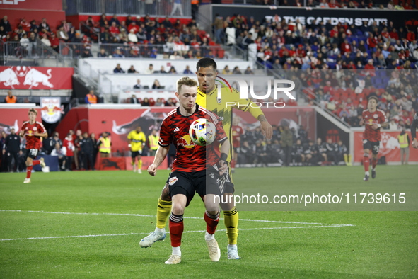 A general view of the match between Columbus and Red Bull during the MLS match at Red Bull Arena in Harris, N.J., on November 3, 2024, where...