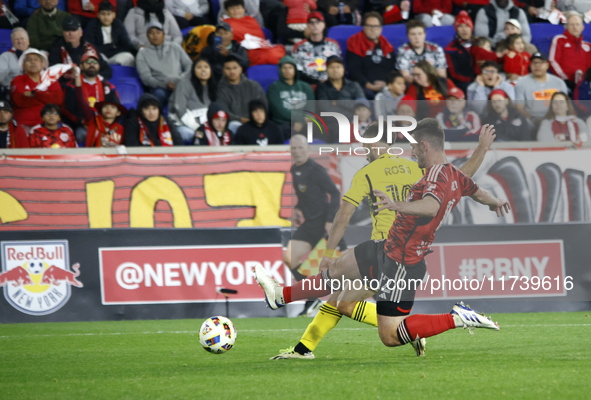 A general view of the match between Columbus and Red Bull during the MLS match at Red Bull Arena in Harris, N.J., on November 3, 2024, where...